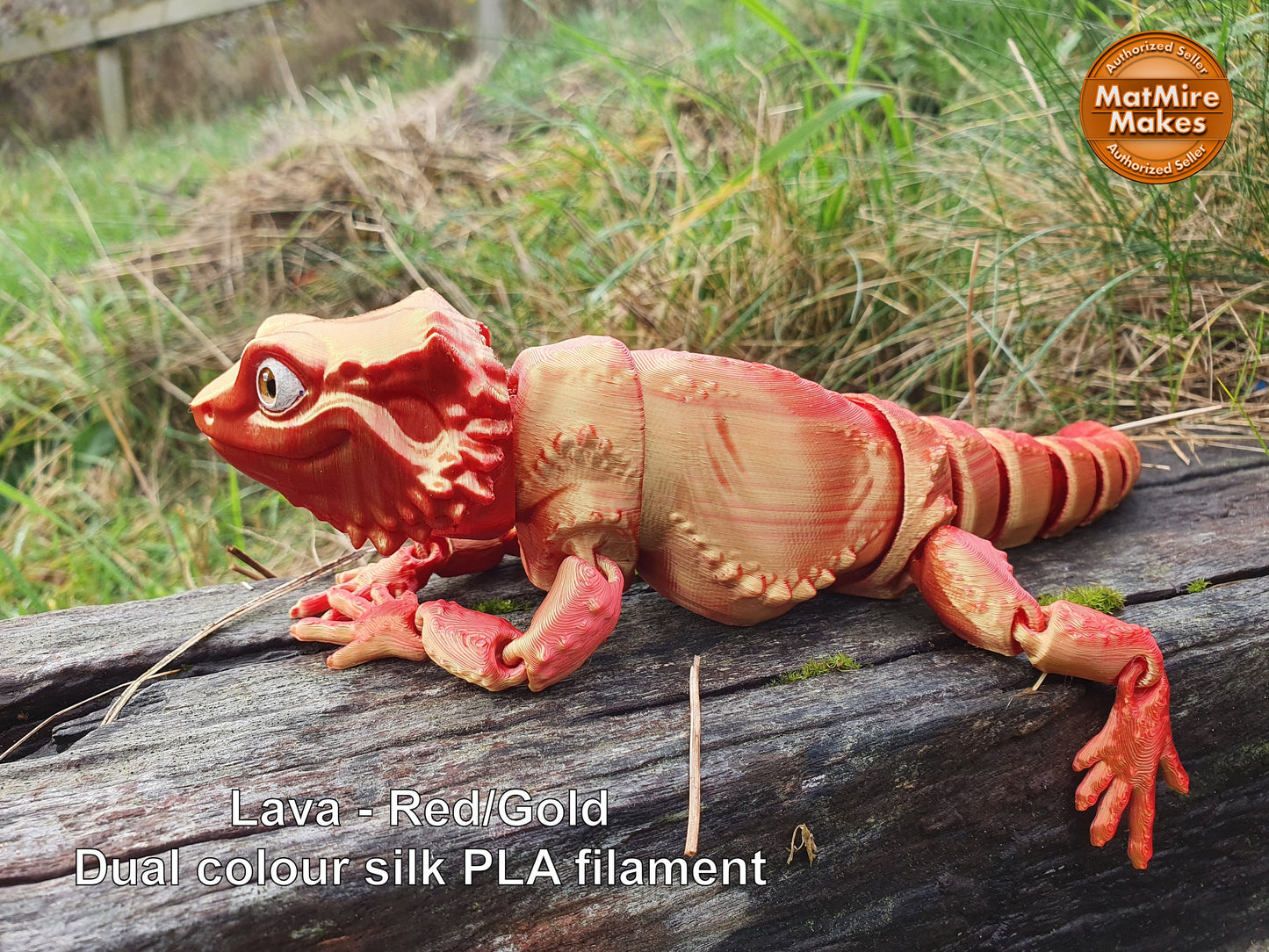 Bearded Dragon -  Articulated Flexible 3D Print. Professionally Hand painted finishing details