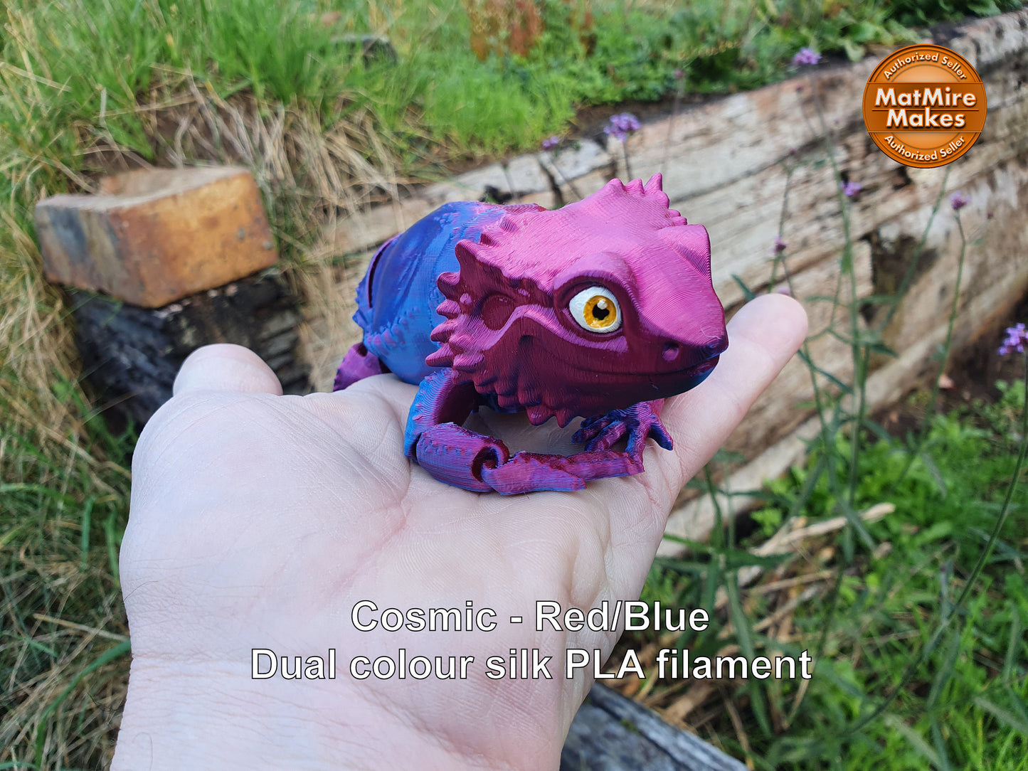 Bearded Dragon -  Articulated Flexible 3D Print. Professionally Hand painted finishing details