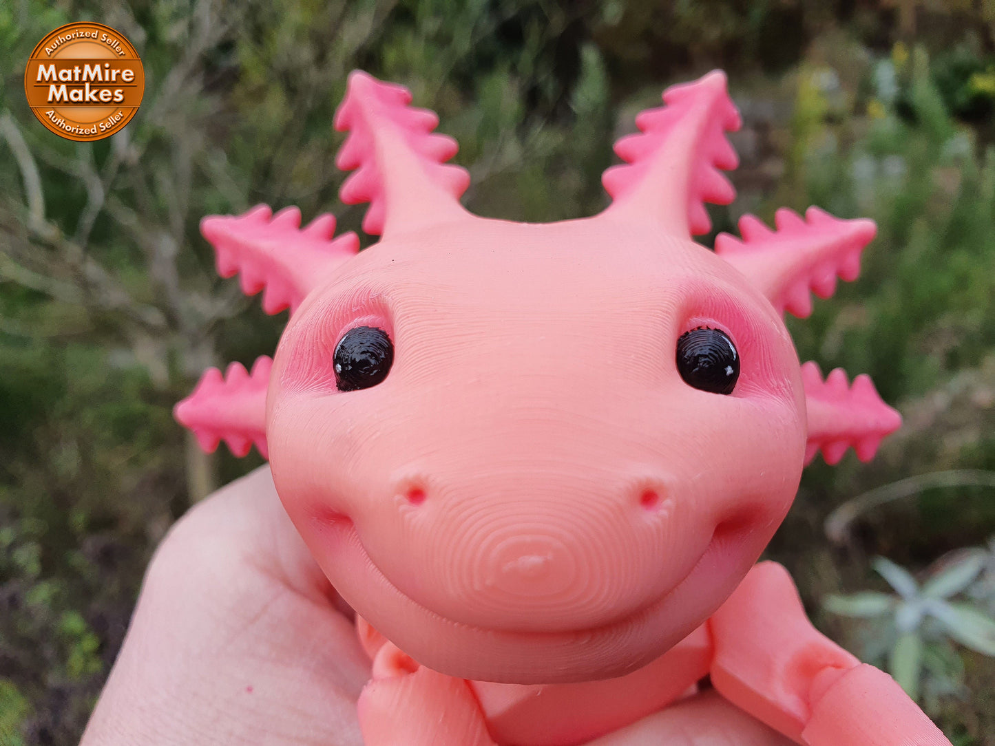 Adorable Axolotl -  Articulated Flexible 3D Print. Professionally Hand painted finishing details