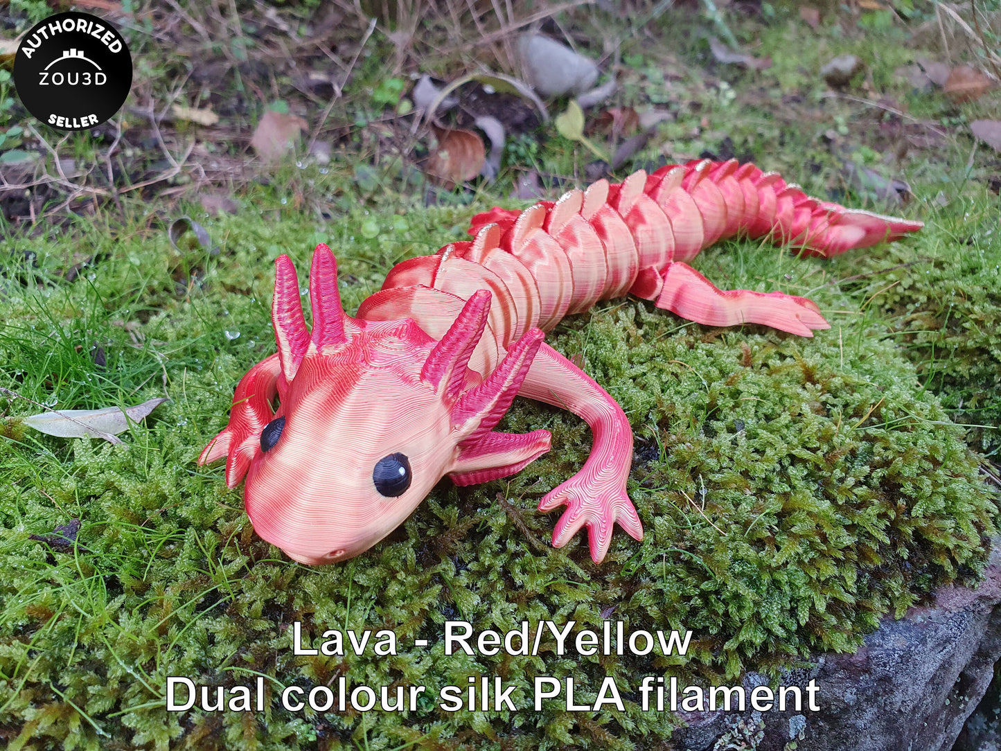 Cute Adult Axolotl - Articulated Flexible 3D Print. Professionally Hand painted finishing details