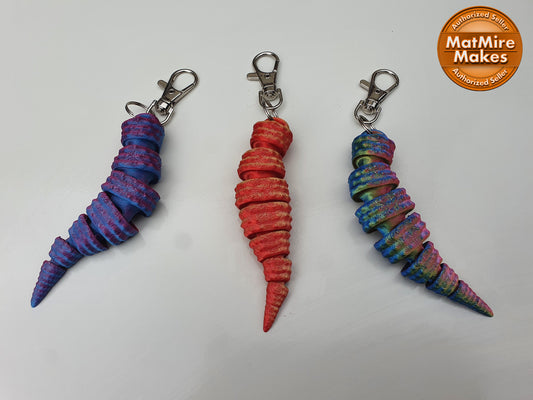 Leopard Gecko Tail - 3d Printed Key Ring Flexible Articulated Fidget Object