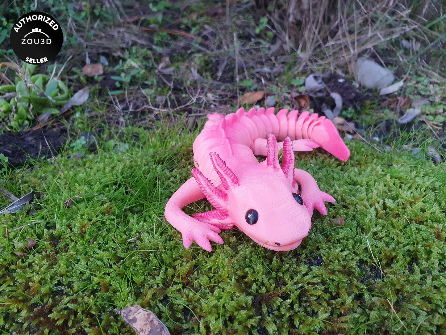 Cute Adult Axolotl - Articulated Flexible 3D Print. Professionally Hand painted finishing details