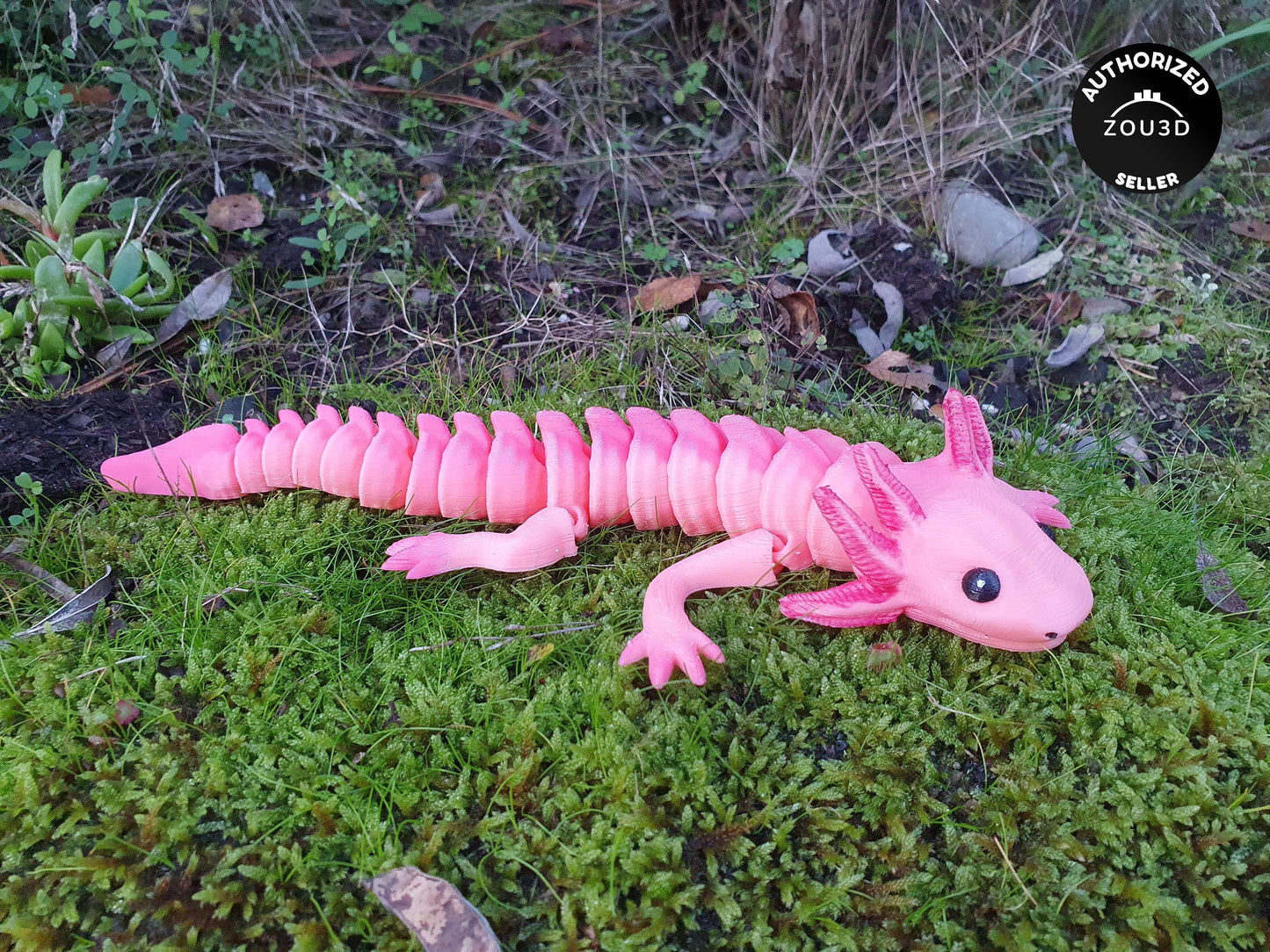 Cute Adult Axolotl - Articulated Flexible 3D Print. Professionally Hand painted finishing details