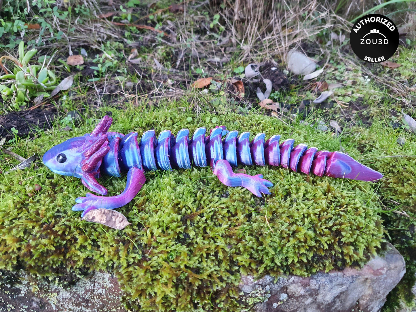 Cute Adult Axolotl - Articulated Flexible 3D Print. Professionally Hand painted finishing details