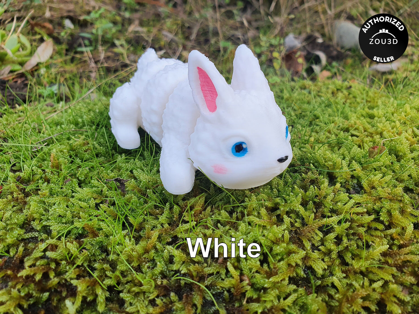 Cute Baby Bunny - Articulated Flexible 3D Print. Professionally Hand painted finishing details. Easter Bunny