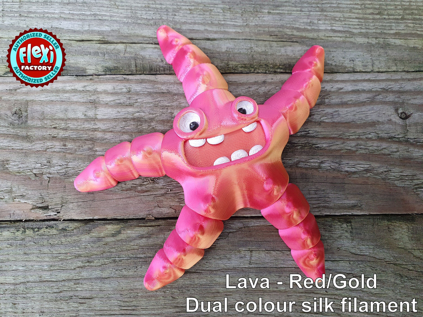 Goofy Flexi Starfish -  Articulated Flexible 3D Print. Professionally Hand painted finishing details