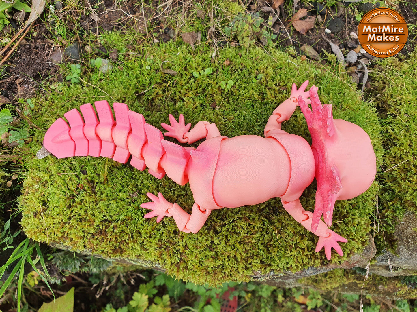 Adorable Axolotl -  Articulated Flexible 3D Print. Professionally Hand painted finishing details