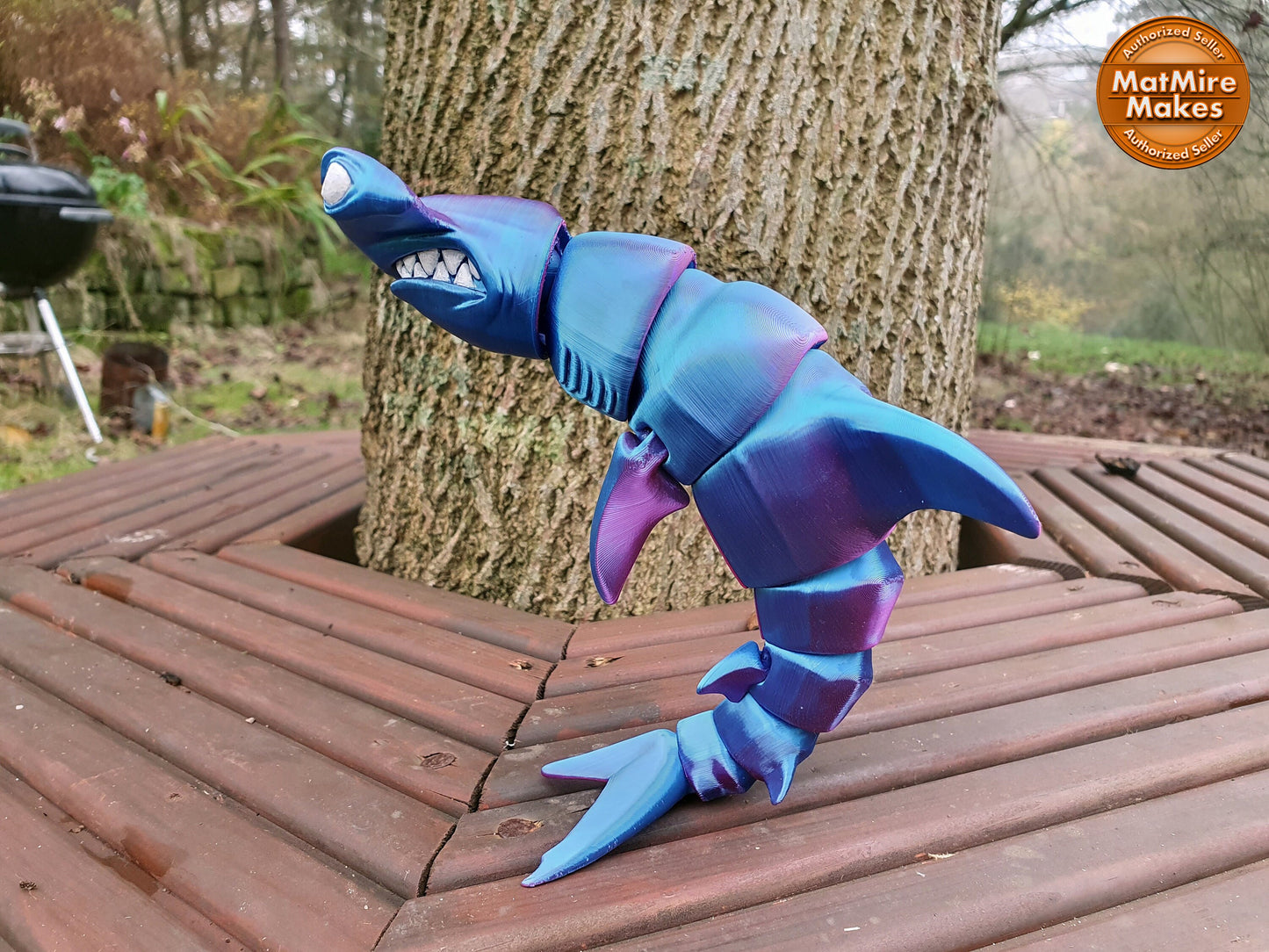 Hammerhead Shark - Articulated Flexible 3D Print. Professionally Hand painted finishing details