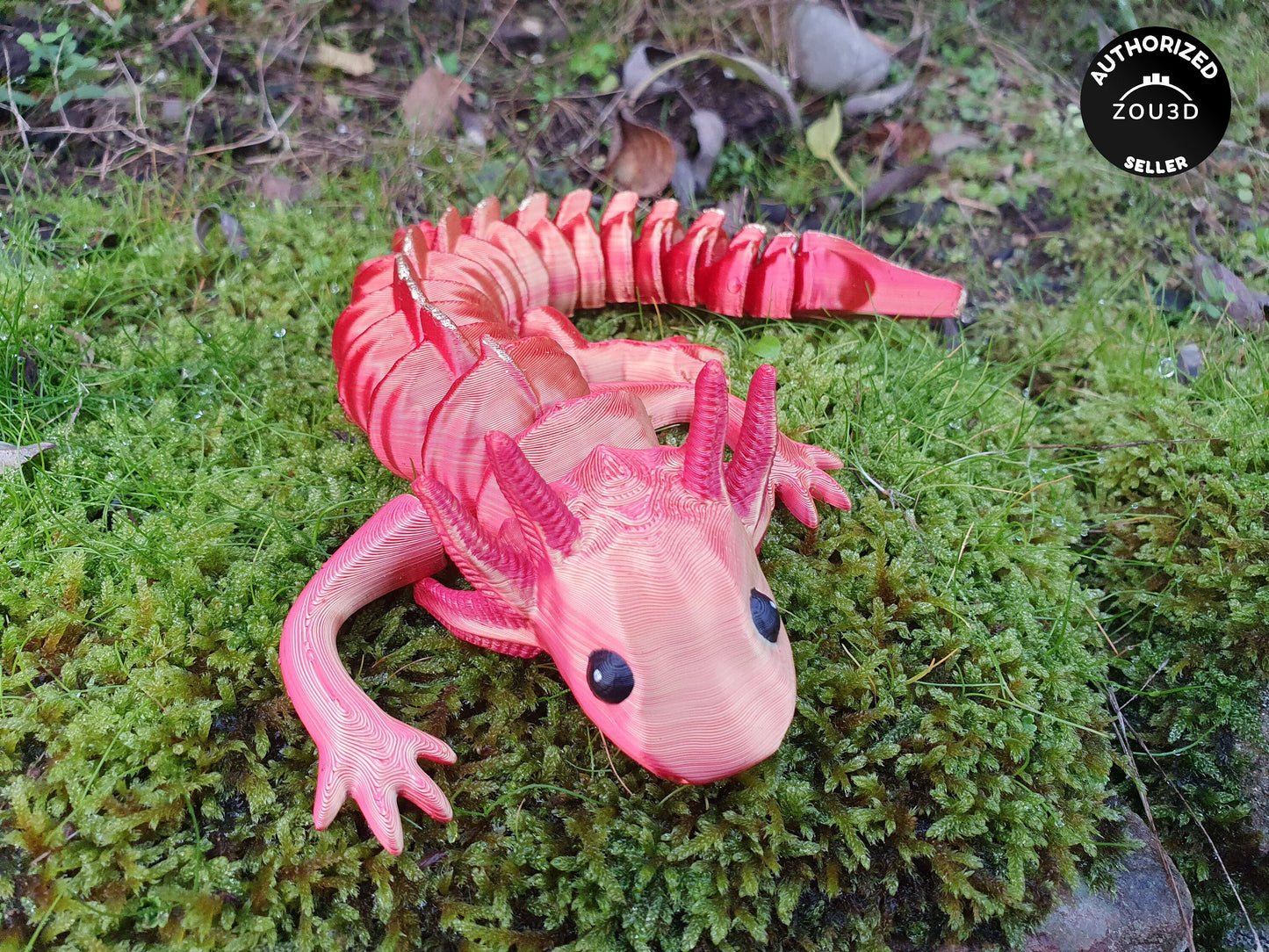 Cute Adult Axolotl - Articulated Flexible 3D Print. Professionally Hand painted finishing details