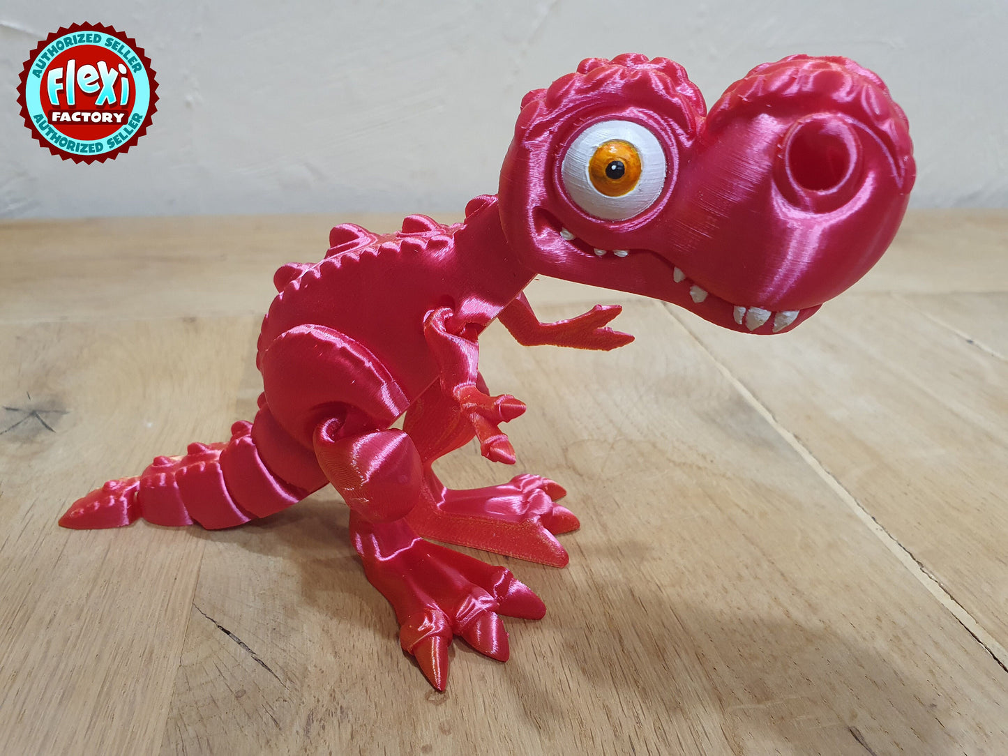 Cute Flexi T-Rex Dinosaur -  Articulated Flexible 3D Print. Professionally Hand painted finishing details