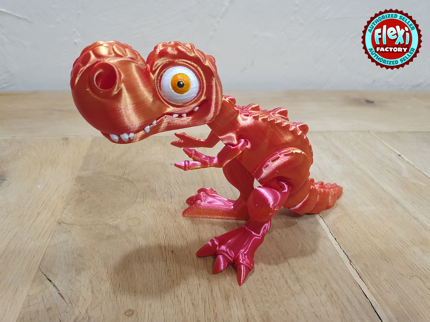 Cute Flexi T-Rex Dinosaur -  Articulated Flexible 3D Print. Professionally Hand painted finishing details