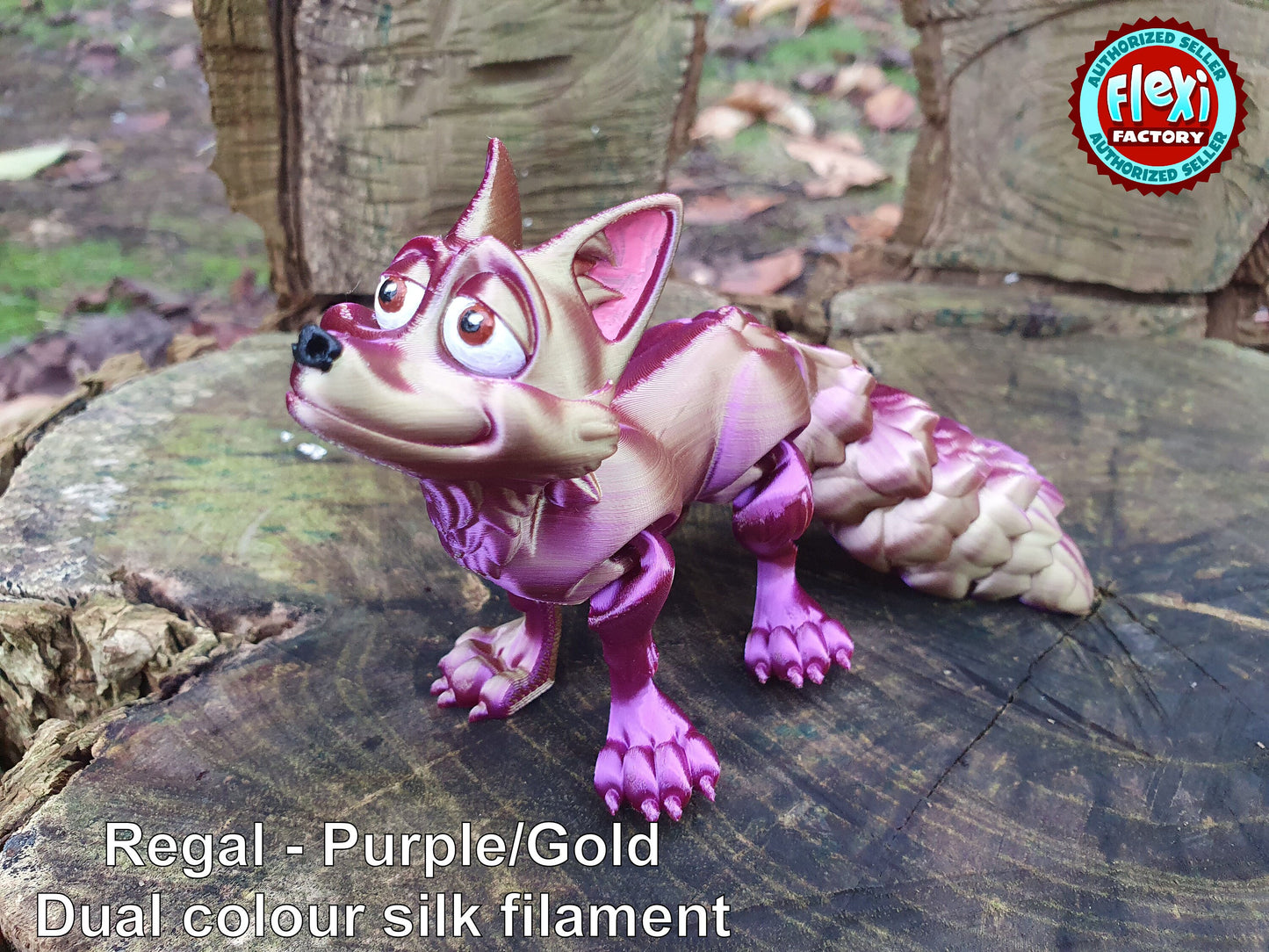 Cute Flexi Fox -  Articulated Flexible 3D Print. Professionally Hand painted finishing details