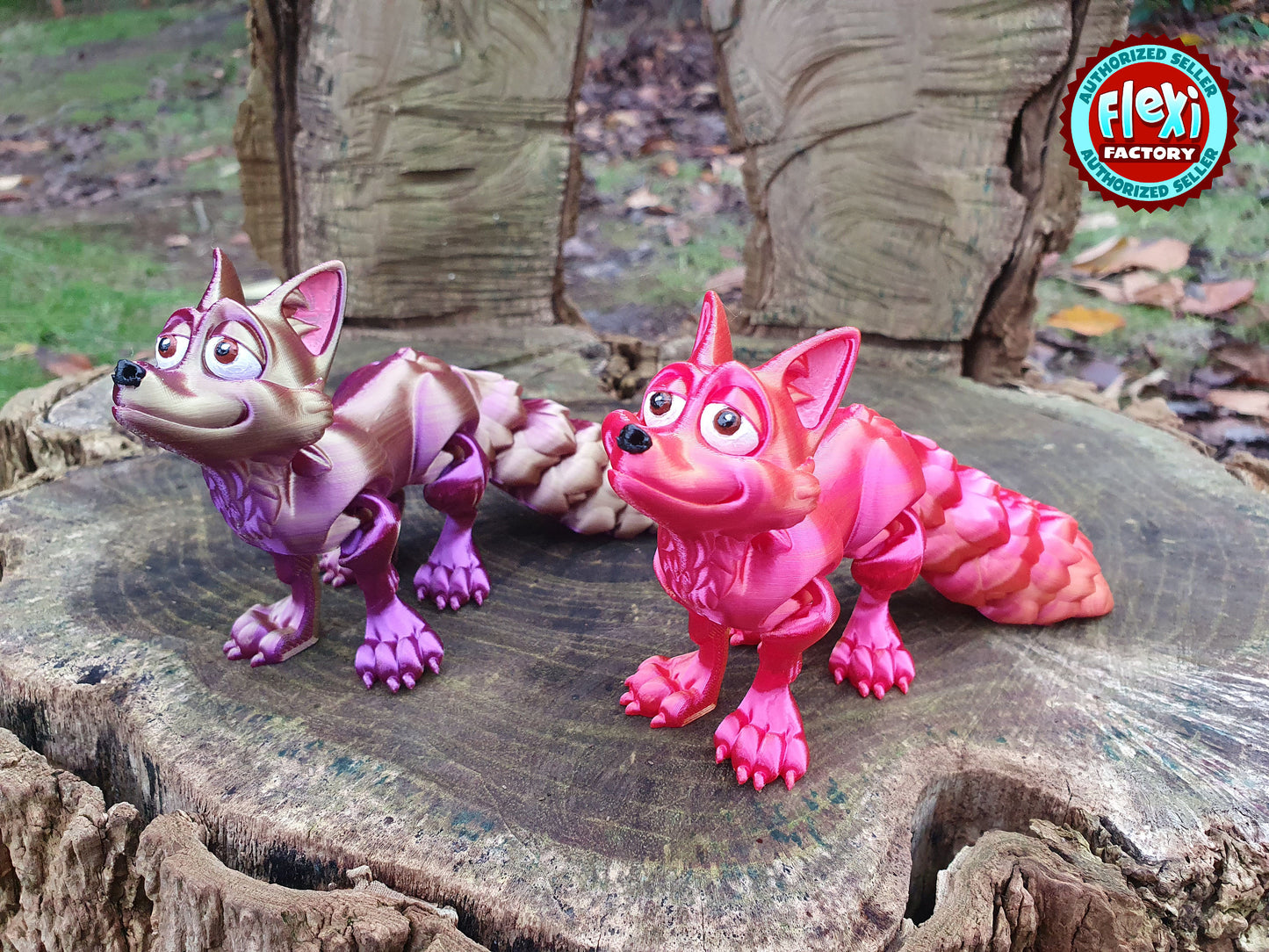 Cute Flexi Fox -  Articulated Flexible 3D Print. Professionally Hand painted finishing details