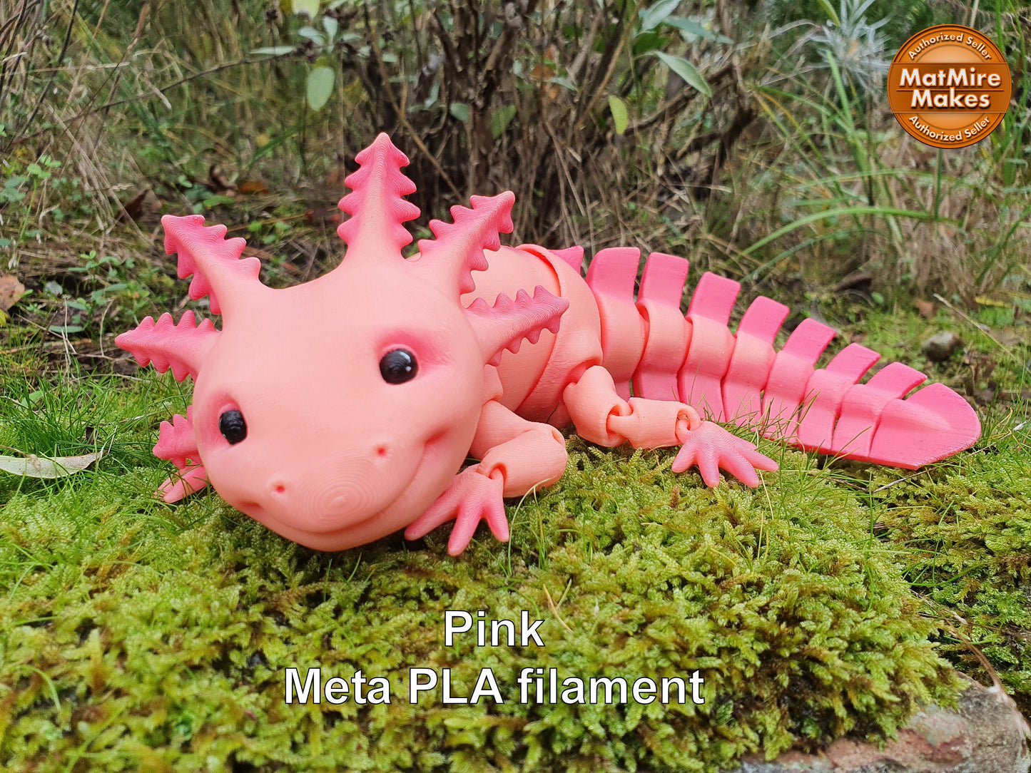 Adorable Axolotl -  Articulated Flexible 3D Print. Professionally Hand painted finishing details