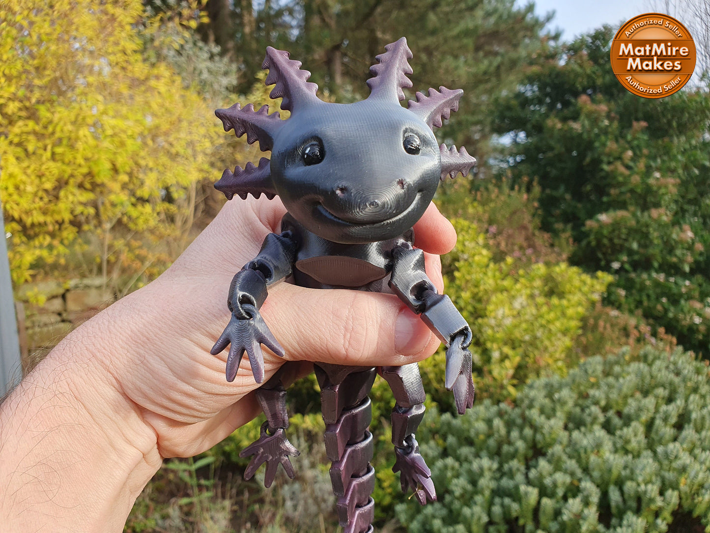 Adorable Axolotl -  Articulated Flexible 3D Print. Professionally Hand painted finishing details