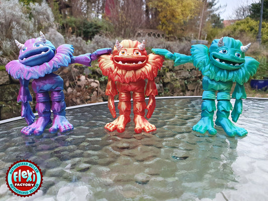Cute Flexi Yeti -  Articulated Flexible 3D Print. Professionally Hand painted finishing details