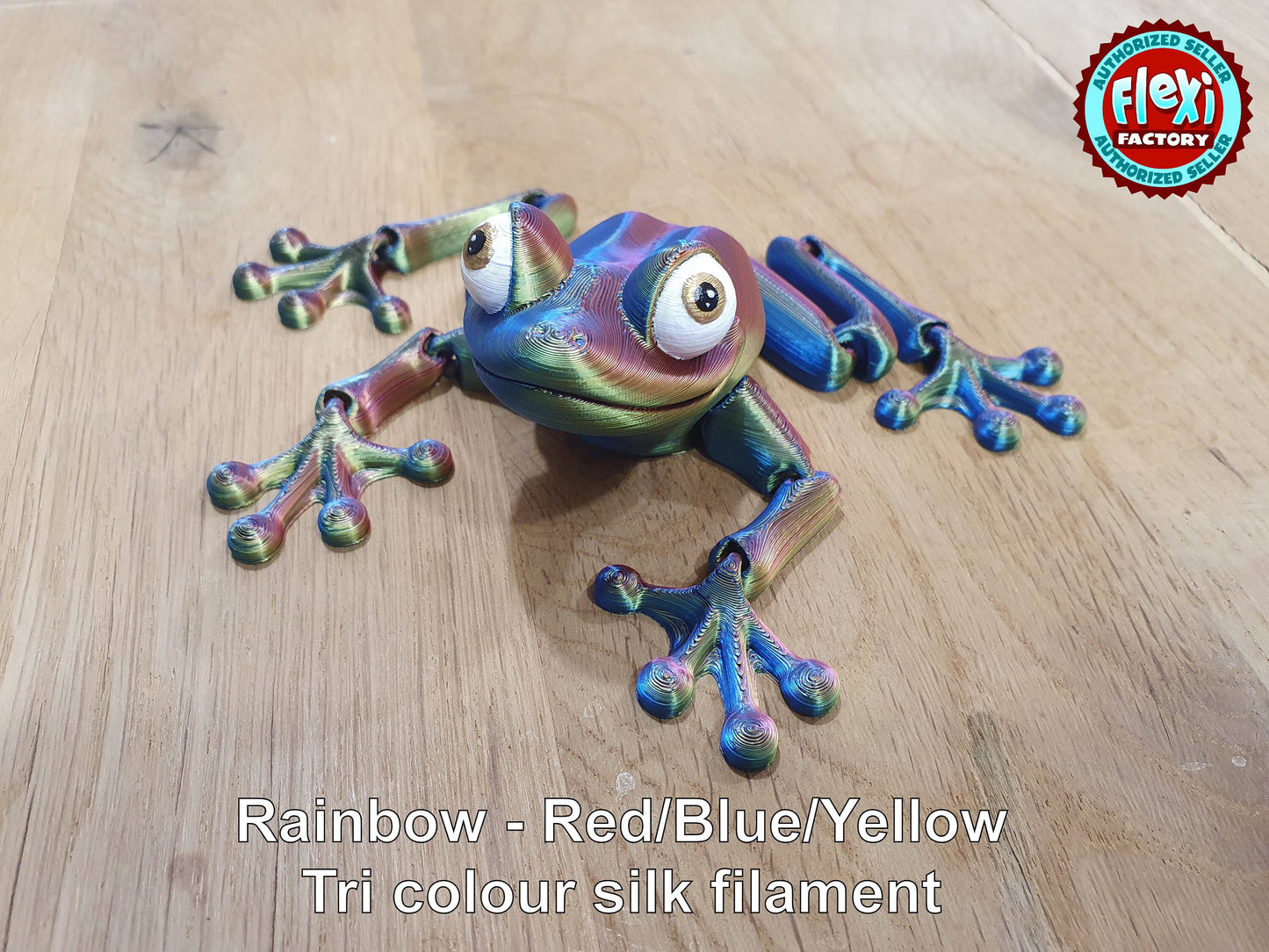 Cute Flexi Frog -  Articulated Flexible 3D Print. Professionally Hand painted finishing details