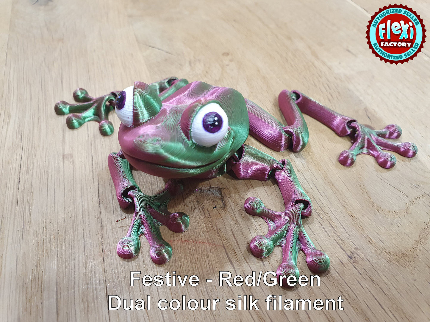 Cute Flexi Frog -  Articulated Flexible 3D Print. Professionally Hand painted finishing details