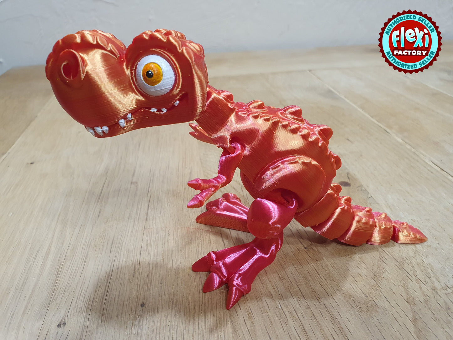 Cute Flexi T-Rex Dinosaur -  Articulated Flexible 3D Print. Professionally Hand painted finishing details