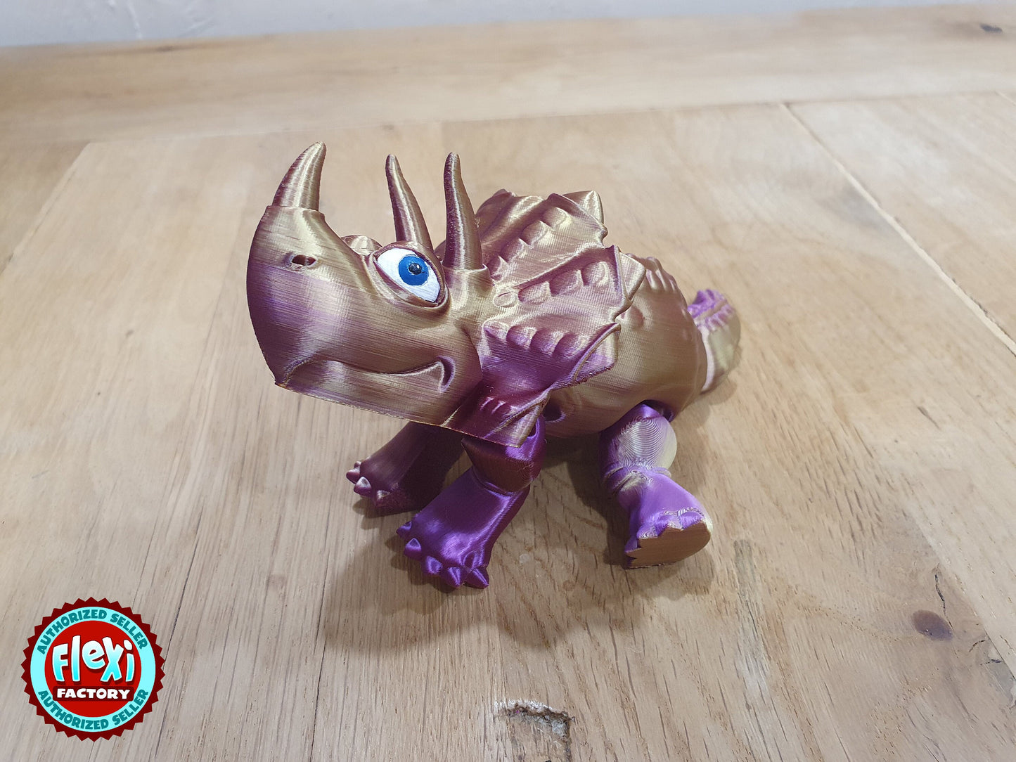 Cute Flexi Triceratops Dinosaur -  Articulated Flexible 3D Print. Professionally Hand painted finishing details