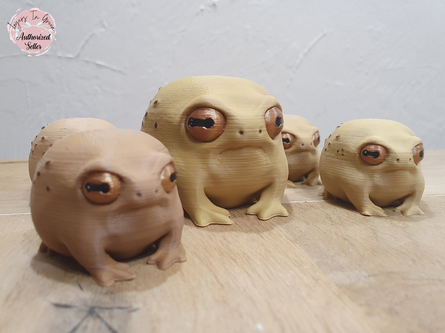 Pair of Grumpy Rain Frogs -  Hand painted 3D Prints. Professionally Hand painted finishing details