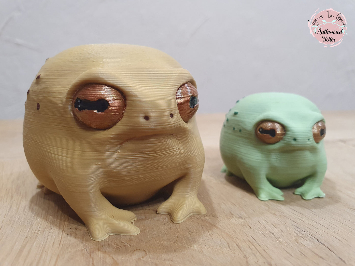 Pair of Grumpy Rain Frogs -  Hand painted 3D Prints. Professionally Hand painted finishing details