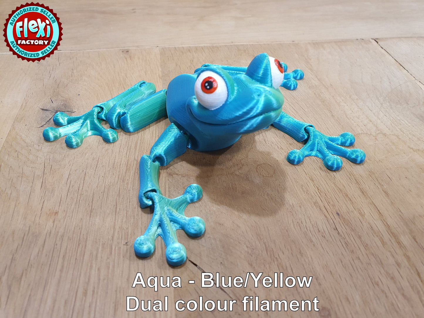 Cute Flexi Frog -  Articulated Flexible 3D Print. Professionally Hand painted finishing details