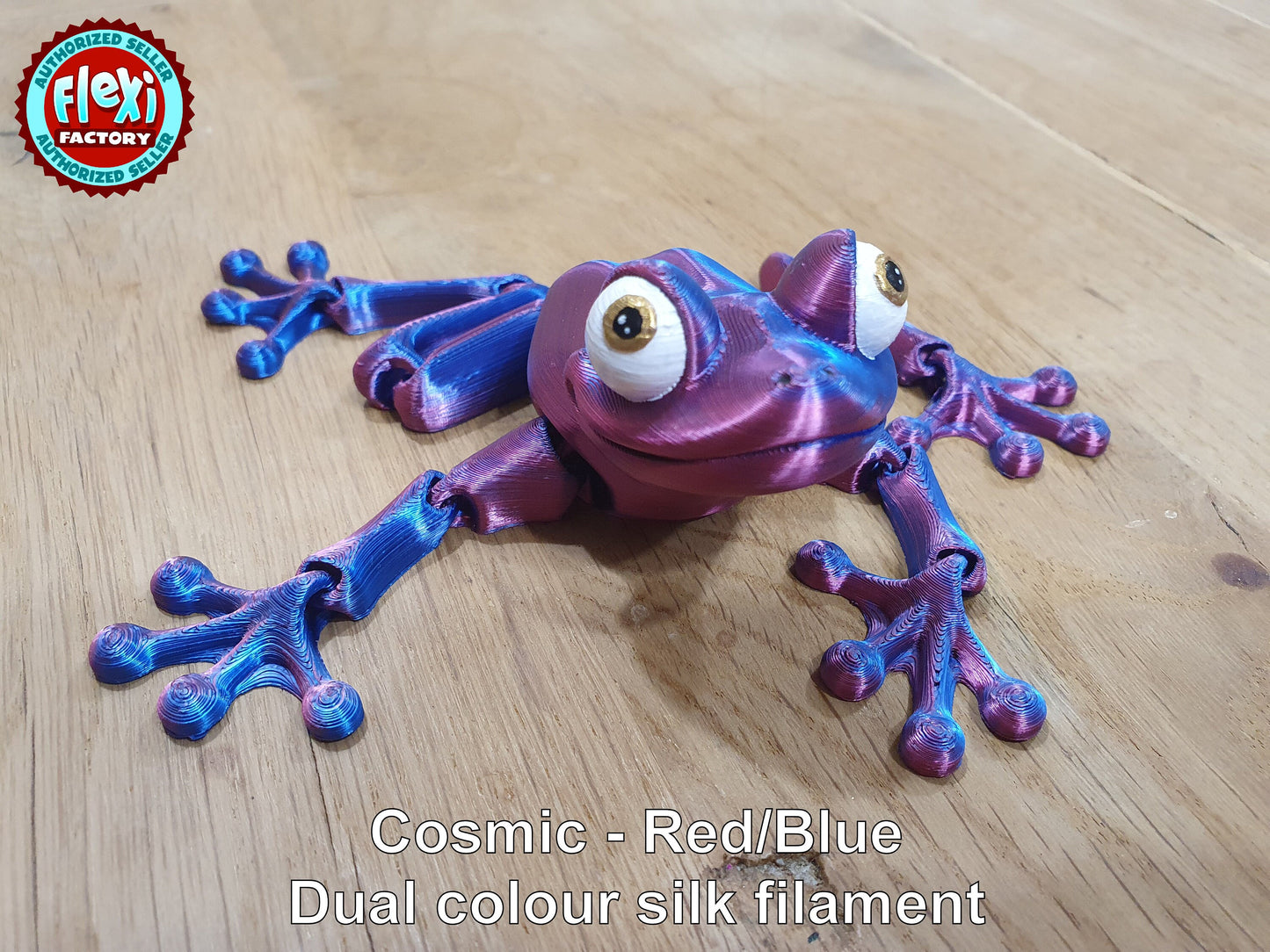 Cute Flexi Frog -  Articulated Flexible 3D Print. Professionally Hand painted finishing details