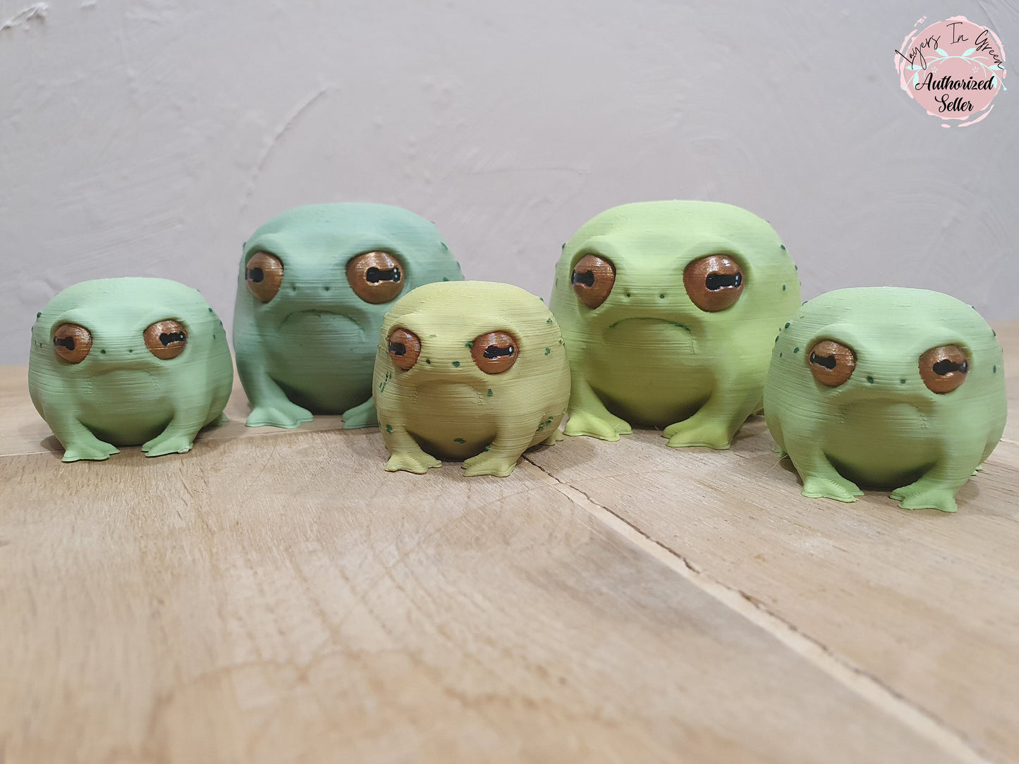 Pair of Grumpy Rain Frogs -  Hand painted 3D Prints. Professionally Hand painted finishing details