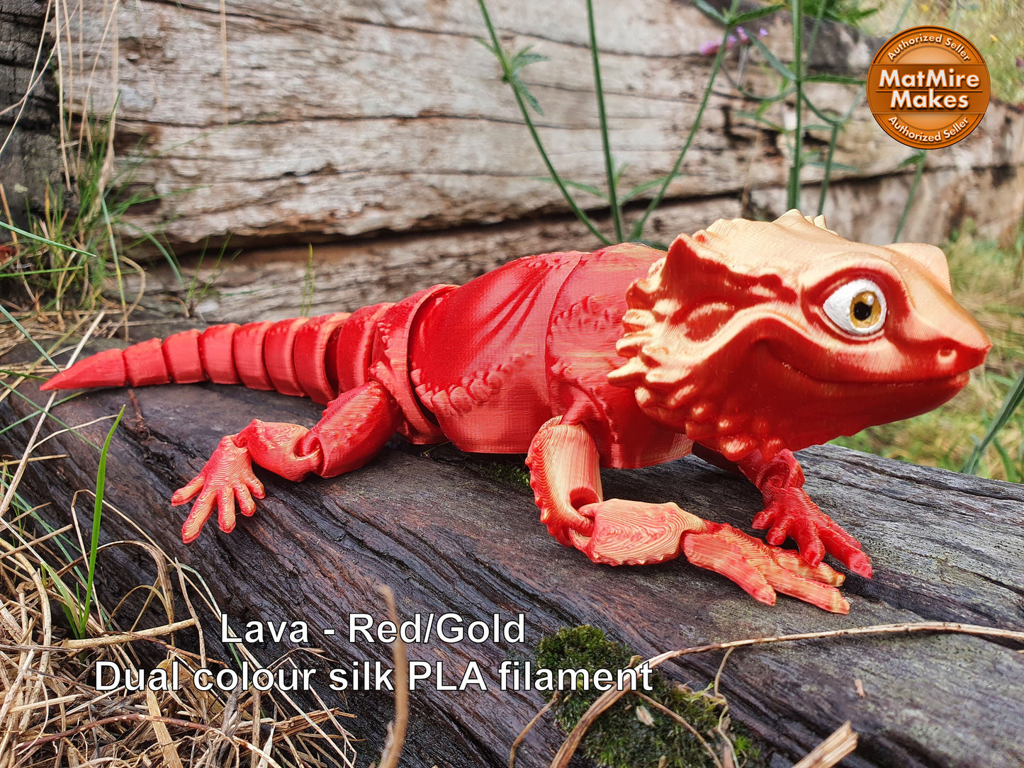 Bearded Dragon -  Articulated Flexible 3D Print. Professionally Hand painted finishing details