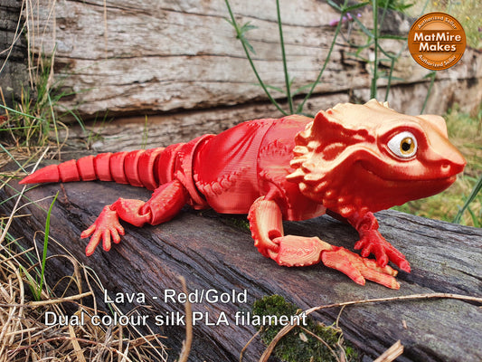 Bearded Dragon -  Articulated Flexible 3D Print. Professionally Hand painted finishing details