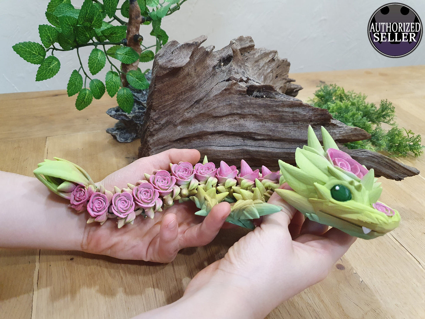 Large Baby Rose Dragon by Cinderwing3D -  Articulated Flexible 3D Print. Professionally Hand painted finishing details