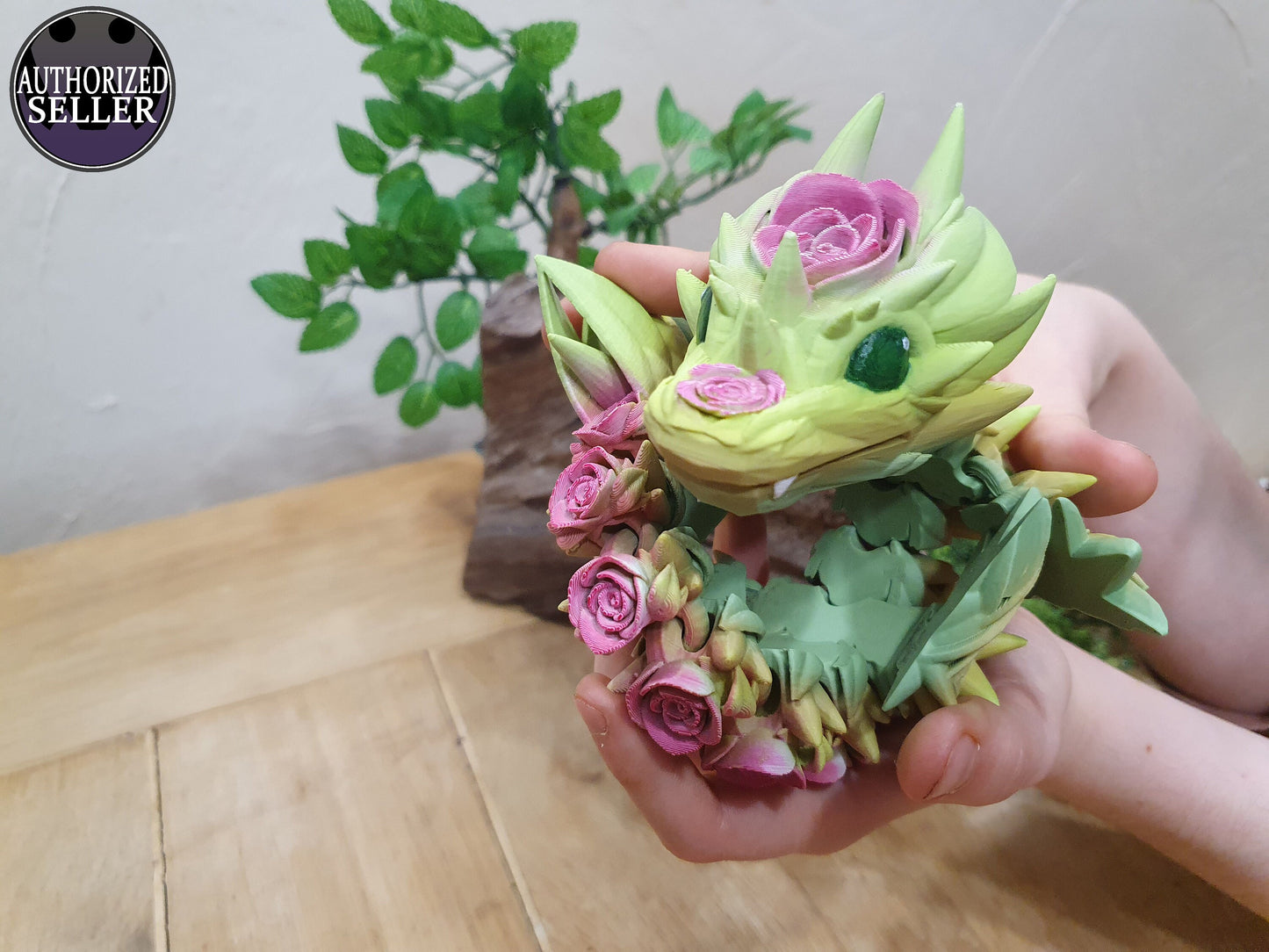 Large Baby Rose Dragon by Cinderwing3D -  Articulated Flexible 3D Print. Professionally Hand painted finishing details