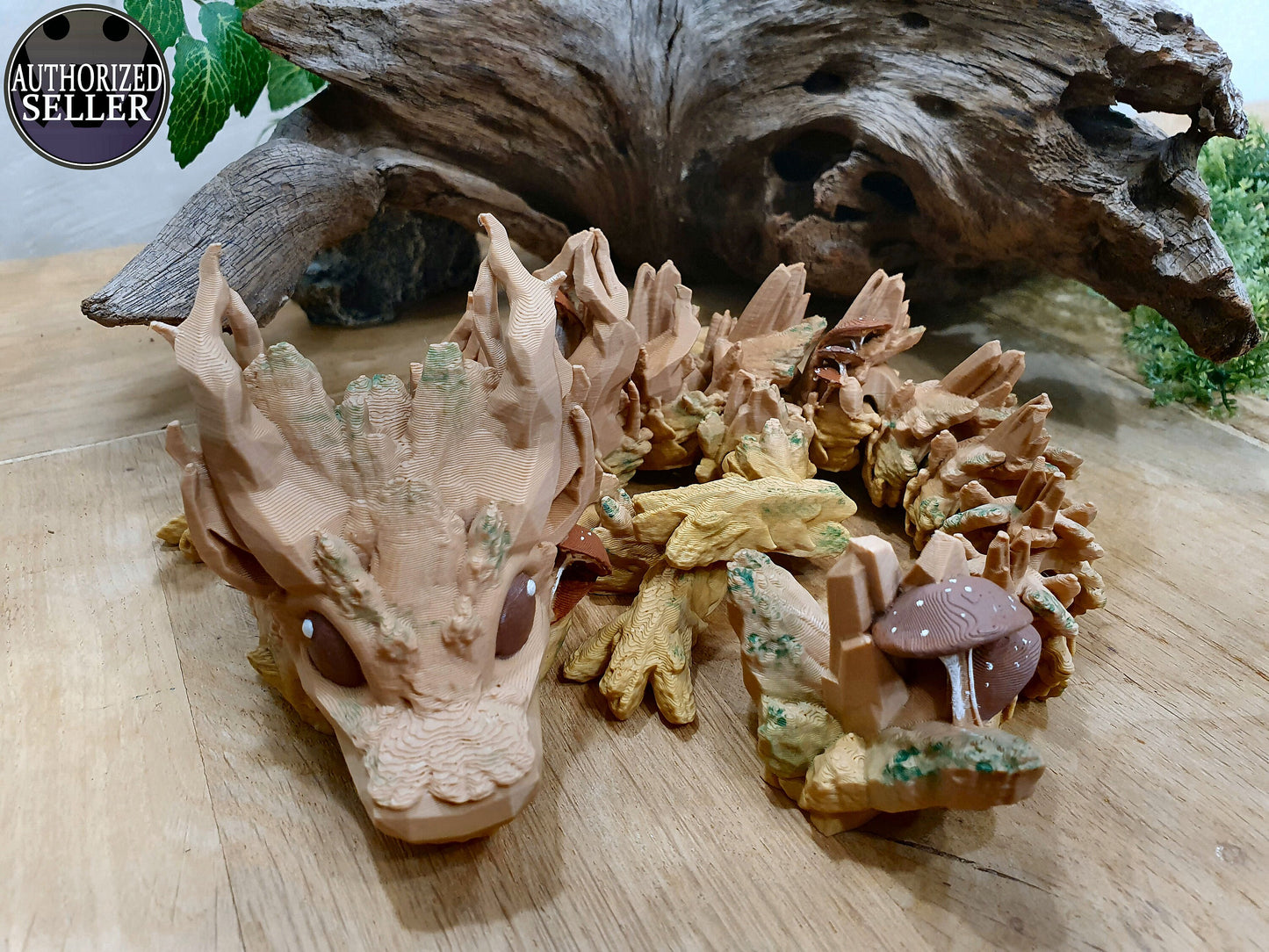 Large Baby Wood Dragon by Cinderwing3D -  Articulated Flexible 3D Print. Professionally Hand painted finishing details