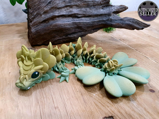 Large Baby Clover - Shamrock Dragon by Cinderwing3D -  Articulated Flexible 3D Print. Professionally Hand painted finishing details
