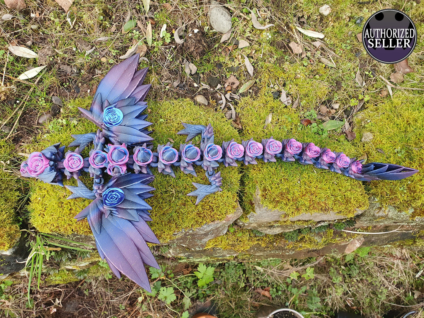 Large Midnight Dream Rosewing Dragon by Cinderwing3D -  Articulated Flexible 3D Print. Multi material print