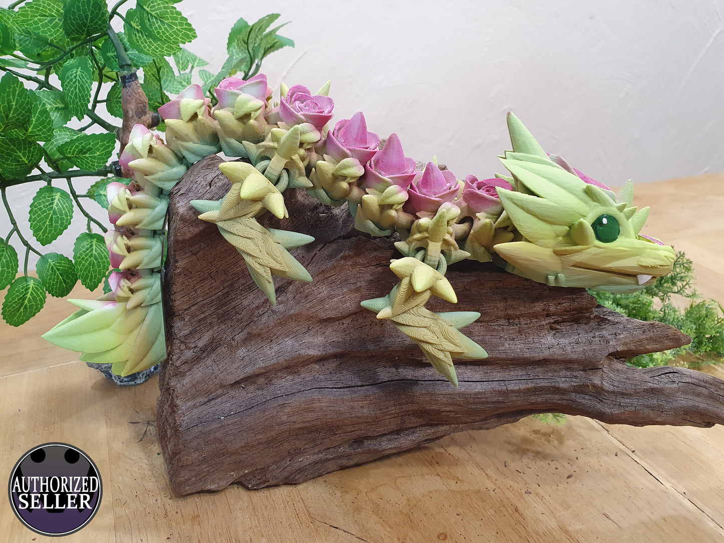 Large Baby Rose Dragon by Cinderwing3D -  Articulated Flexible 3D Print. Professionally Hand painted finishing details