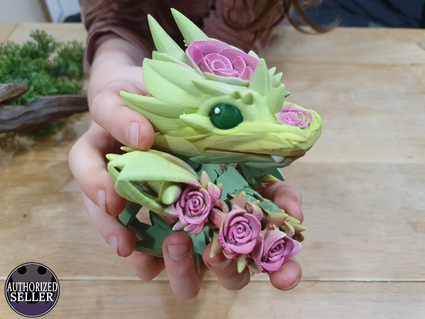 Large Baby Rose Dragon by Cinderwing3D -  Articulated Flexible 3D Print. Professionally Hand painted finishing details