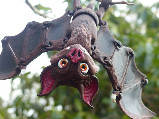 Cute Flapping Bat - Articulated Flexible 3D Print. Professionally Hand painted finishing details