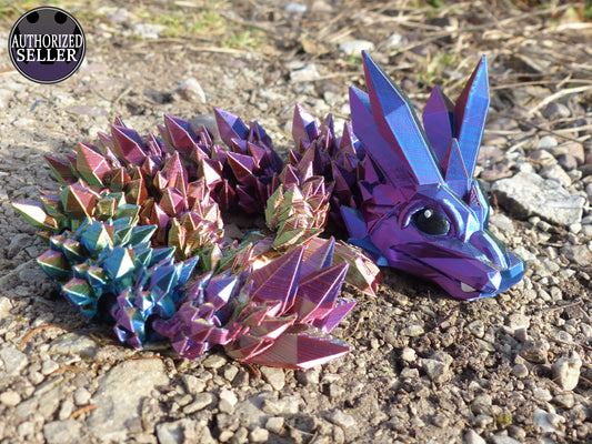 Large Baby Crystal Dragon by Cinderwing3D -  Articulated Flexible 3D Print. Professionally Hand painted finishing details