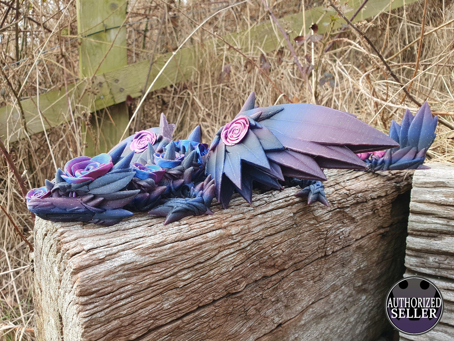 Large Midnight Dream Rosewing Dragon by Cinderwing3D -  Articulated Flexible 3D Print. Multi material print