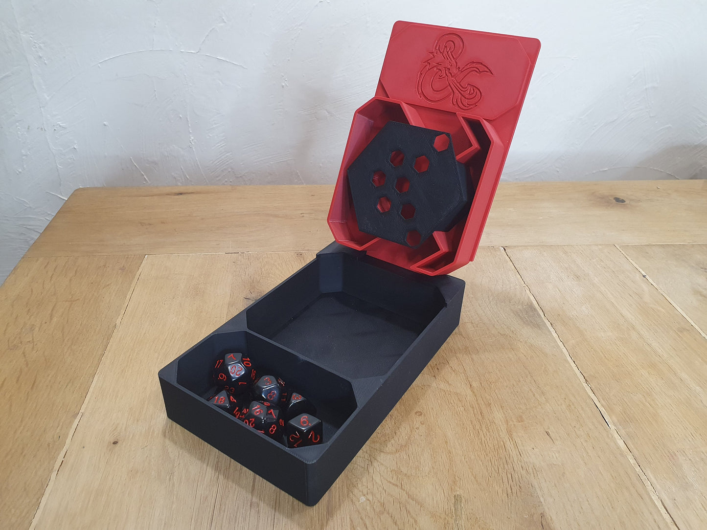 Dungeons & Dragons Combination Dice Tower and Box - 3D printed in any colour you like - text and logos can be personalised!