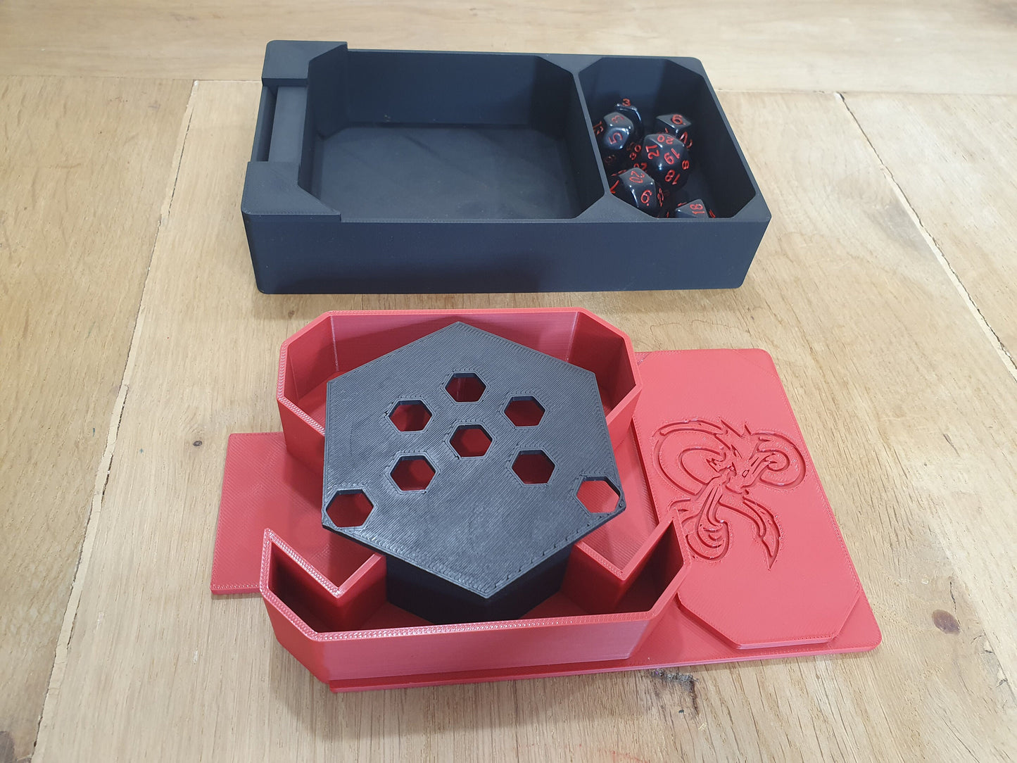 Dungeons & Dragons Combination Dice Tower and Box - 3D printed in any colour you like - text and logos can be personalised!