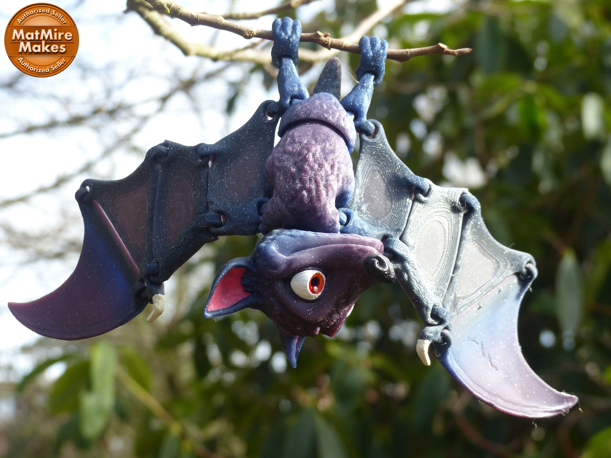 Flapping Fruit Bat - Articulated Flexible 3D Print. Professionally Hand  painted finishing details