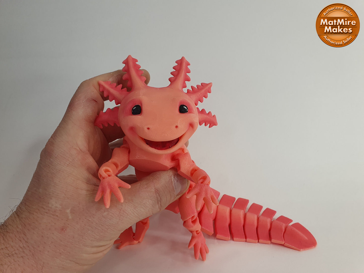 Big Smile Adorable Axolotl Articulated Flexi 3D print - Professionally Hand painted finishing details, can be printed any colour you like!