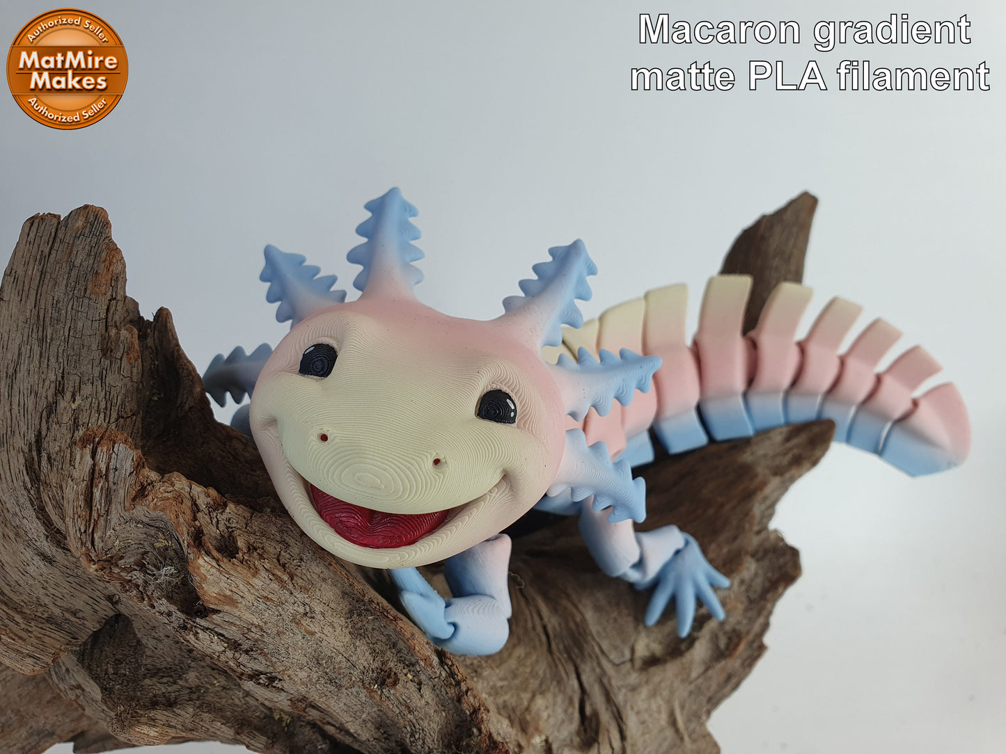 Big Smile Adorable Axolotl Articulated Flexi 3D print - Professionally Hand painted finishing details, can be printed any colour you like!