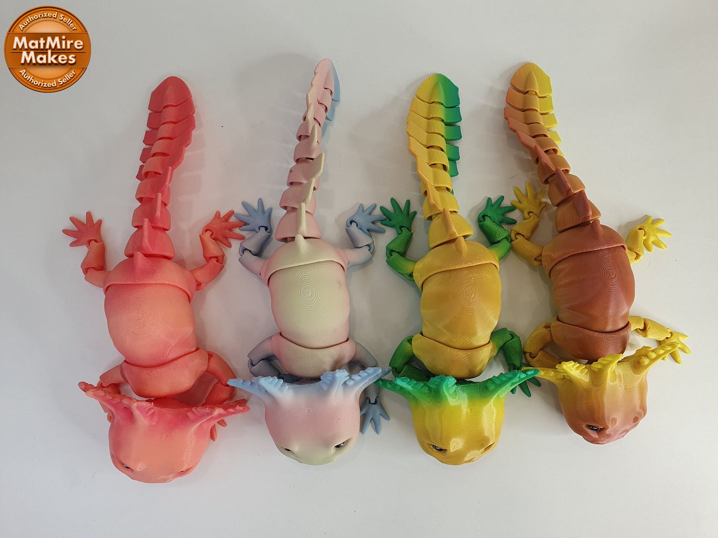 Big Smile Adorable Axolotl Articulated Flexi 3D print - Professionally Hand painted finishing details, can be printed any colour you like!