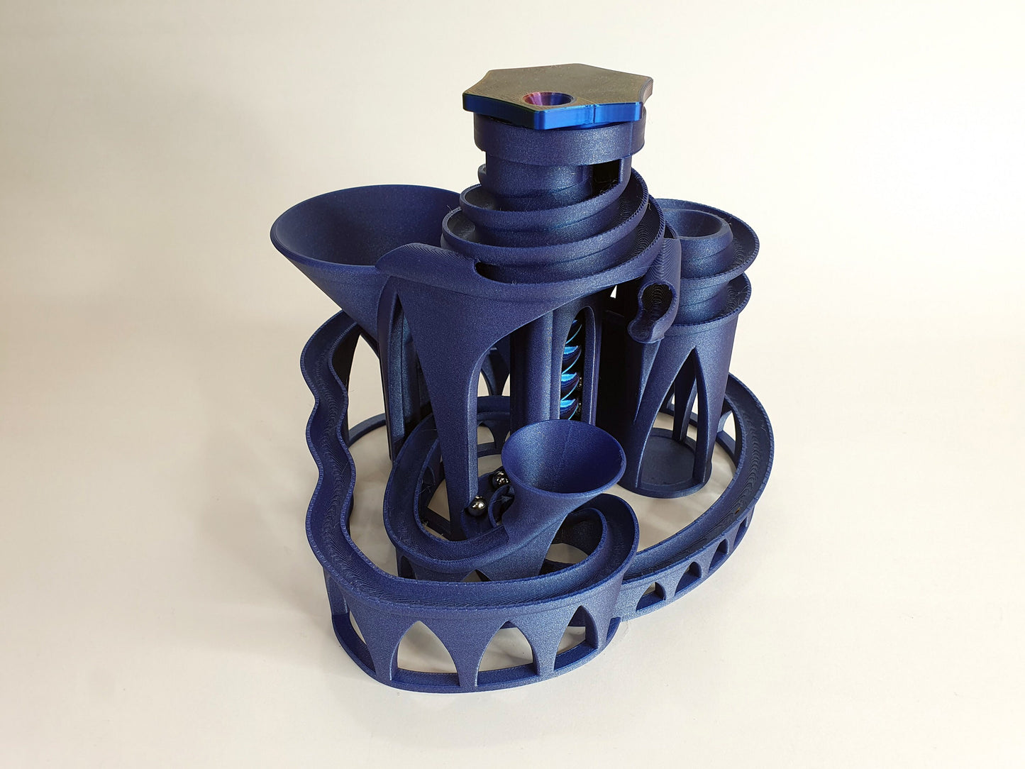 The Cyclone: triple lift, triple track marble machine - 3D printed in any colour you like - can be personalised!