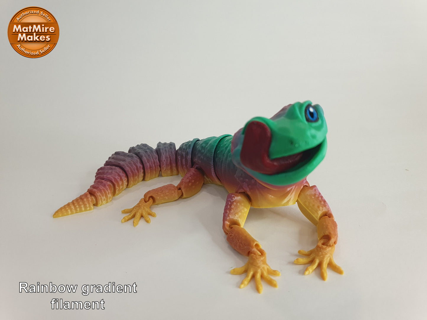 Licky Leo Leopard Gecko - Articulated Flexible 3D Print - Professionally Hand painted finishing details, can be printed any colour you like!
