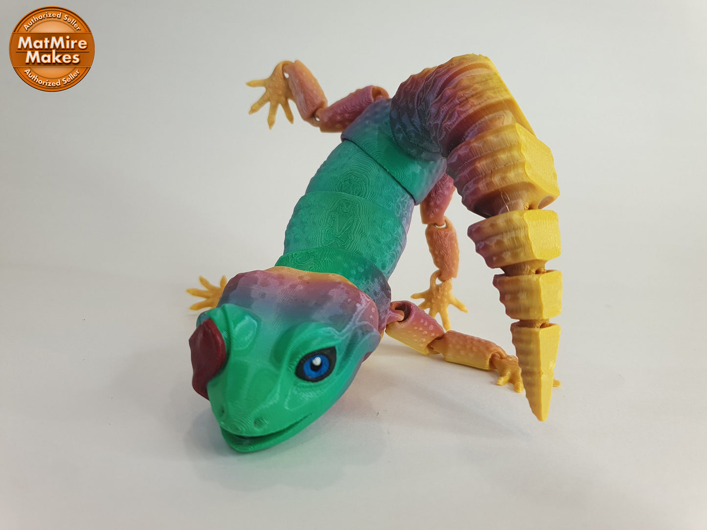 Licky Leo Leopard Gecko - Articulated Flexible 3D Print - Professionally Hand painted finishing details, can be printed any colour you like!